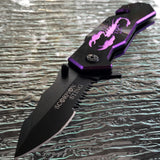8" TAC FORCE SPRING ASSISTED Tactical Purple Scorpion FOLDING Pocket Knife Open - Frontier Blades
