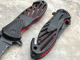 8" Tac Force Black & Red Tactical Folding Pocket Knife - Frontier Blades