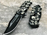 8.25" Tac Force Fantasy Gray Skulls Tactical Sawback Pocket Knife - Frontier Blades