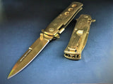 9" Tac Force Godfather Gold Mirror Tactical Stiletto Pocket Knife - Frontier Blades