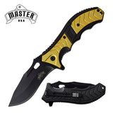 8" Master USA Assisted Open Stonewashed EDC Pocket Knife MU-A064YL - Frontier Blades