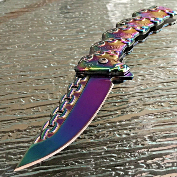 Closed 4.5' Spring Assistant Pocket Folding Knife 420 Rainbow Ti-Coated  Blade and Plastic Handle - China Knife, Pocket Knife