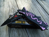 TWO PURPLE DRAGON ASSISTED OUT DOOR FANTASY FOLDING POCKET KNIFE SET TF-707PE - Frontier Blades
