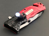 7.75" Tac Force Red Fire Fighter Rescue LED Flashlight Pocket Knife - Frontier Blades