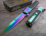 8.5" Tac Force Rainbow Blade Stiletto Assisted Pocket Knife (TF-428RB) - Frontier Blades