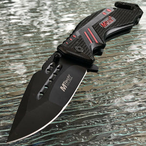 8" MTech USA Assisted Tactical Black Red EDC Folding Pocket Knife - Frontier Blades