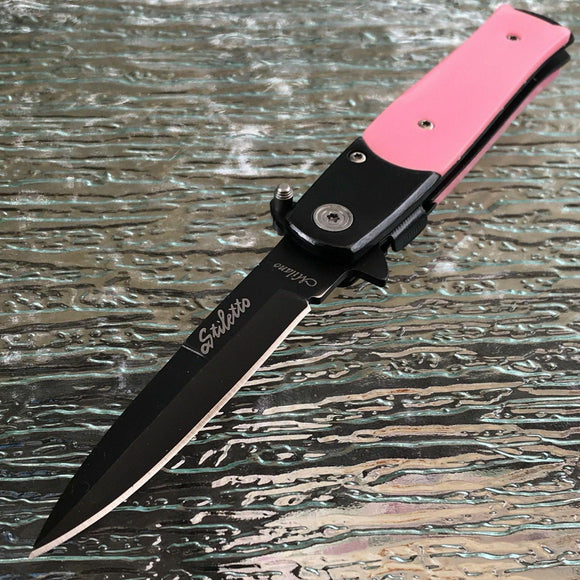 12.5 GIANT SPRING ASSISTED STILETTO TACTICAL FOLDING POCKET KNIFE