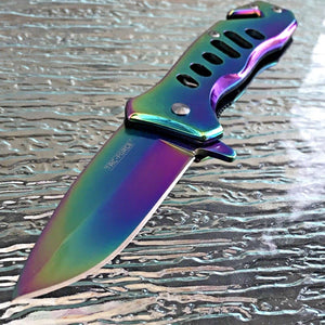 6" Tac Force Speedster Model Rainbow Titanium Folding Pocket Knife - Frontier Blades