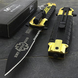 8.25" MTech USA EMT EMS Rescue Yellow Pocket Knives w/ LED Flashlight - Frontier Blades