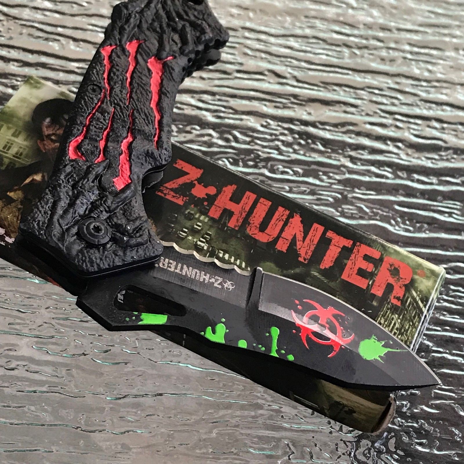 Z-Hunter Spring Assisted Zombie Red Monster Claw Fantasy Pocket Knife
