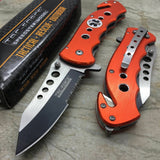 7.75" Tac Force Orange Emergency EMT EMS Rescue Medical Pocket Knife - Frontier Blades