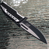 7.75" Mtech USA Midnight Black Two Tone Blade Fantasy Pocket Folding Knife Open - Frontier Blades