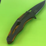 8.0" MASTER USA ASSISTED TACTICAL RESCUE GOLD BLACK FOLDING POCKET KNIFE OPEN - Frontier Blades