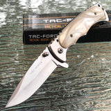 7" Tac Force White Pearl Handle Spring Assisted Pocket Knife - Frontier Blades