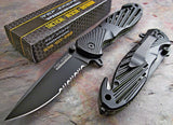 8" Tac Force Black & Red Tactical Folding Pocket Knife - Frontier Blades