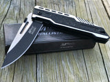 7.75" Mtech USA Midnight Black Two Tone Blade Fantasy Pocket Folding Knife Open - Frontier Blades