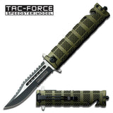 9" Tac Force Military Bowie Green Sawback Pocket Knife - Frontier Blades