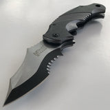 MTech Xtreme Ballistic Black Grey Assisted Tactical Flipper Knife - Frontier Blades