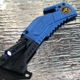 U.S. Air Force LED Light Tactical Rescue Spring Assisted Pocket Knife - Frontier Blades