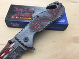 8" Dark Side Blades Mini Fantasy Ballistic Red Flames & Dragon Knife - Frontier Blades