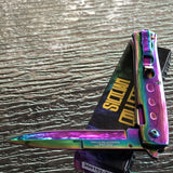 8.5" Tac Force Rainbow Spectrum Stiletto Pocket Knives 300141TR - Frontier Blades