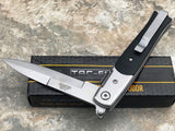 8.5" Tac Force Silver & Black Stiletto Assisted Pocket Knife - Frontier Blades