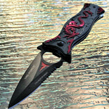 8" Tac Force Red Dragon Red Flames Tactical Fantasy Pocket Knife - Frontier Blades