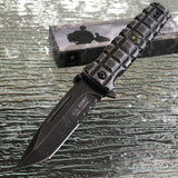 9" U.S. Army Military Army Strong Black Stonewashed Pocket Knife - Frontier Blades
