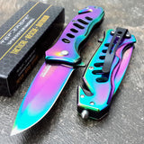 6" Tac Force Speedster Model Rainbow Titanium Folding Pocket Knife - Frontier Blades