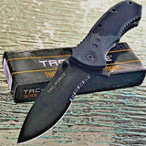 8" Tac Force EDC Textured Rubber Grip Black Tactical Pocket Knife - Frontier Blades