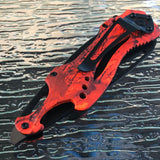 Spring Assisted Tactical Hunting Camping ORANGE CAMO Folding Pocket Knife Open - Frontier Blades