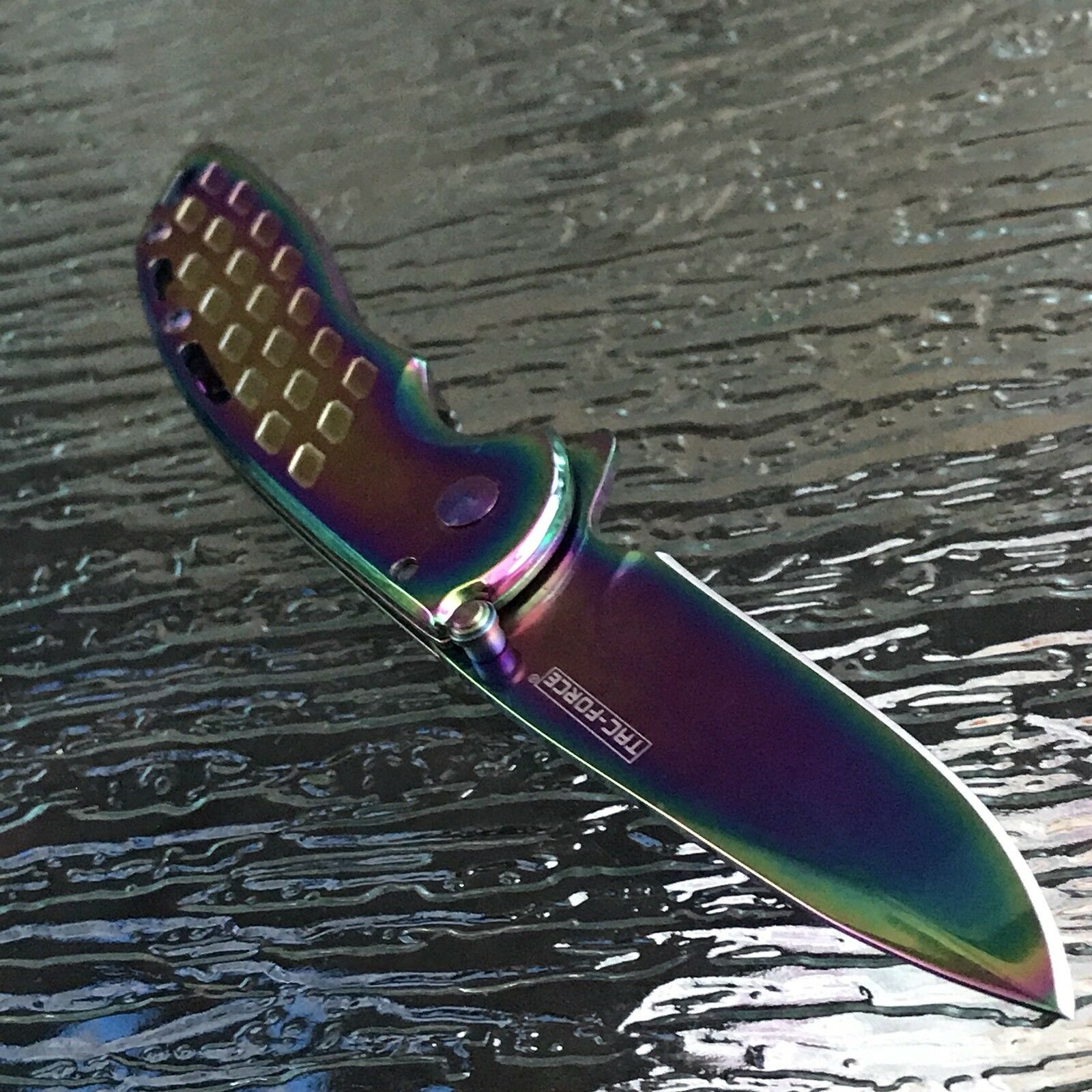 Tac-Force Iridescent Titanium Spring Assisted Pocket Knife Multicolor  Coating