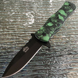 8" Master USA Assisted Open Green Skulls EDC Pocket Knife MU-A006GN - Frontier Blades