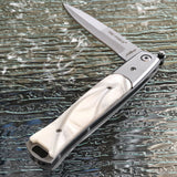 8.5" TAC FORCE SPRING ASSISTED TACTICAL PEARL STILETTO POCKET KNIFE Blade Assist - Frontier Blades