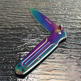 7" Tac Force Rainbow Titanium Spring Assisted Pocket Knife TF-843 - Frontier Blades