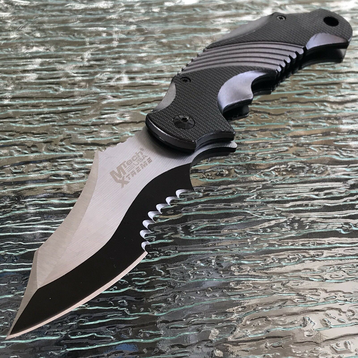 MTech Xtreme Ballistic Black Grey Assisted Tactical Flipper Knife