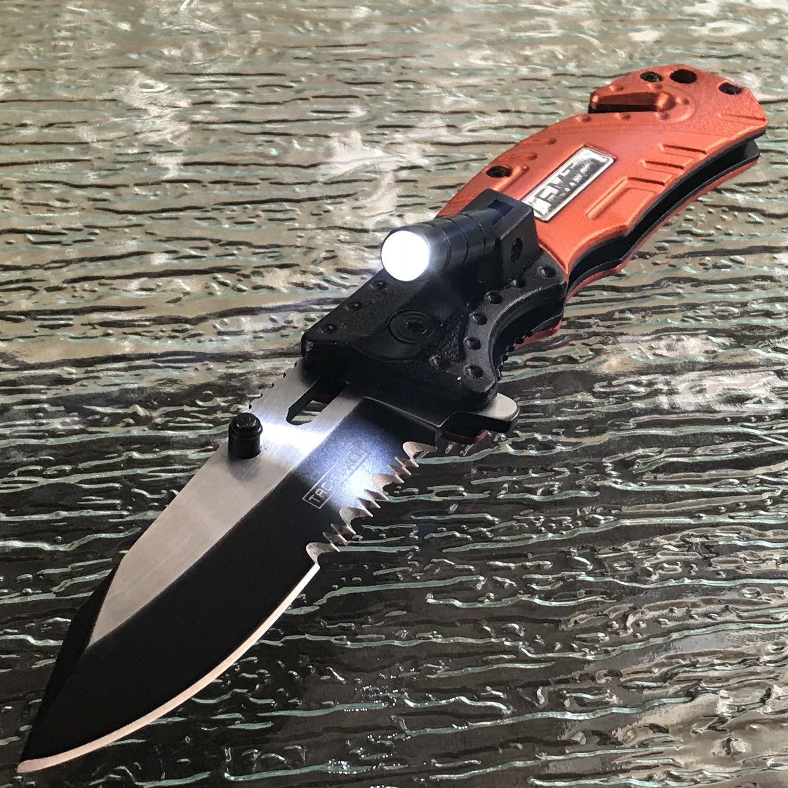 commando light usb rechargeable flashlight pocket knife 8" Tac Force Tactical Rescue US Army w/ LED Built from aerospace ALBATROSS Professional 6-in-1 Tactical Folding