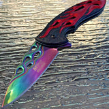8" MTech USA Red Flames Spring Assisted Fantasy Ballistic Pocket Knife - Frontier Blades