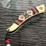 8.5" NATIVE AMERICAN WHITE RED SPRING ASSISTED FOLDING KNIFE Indian Assist Open - Frontier Blades