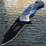 8.0" Spring Assisted Tactical Blue Dragon Collector Fantasy Folding Pocket Knife - Frontier Blades