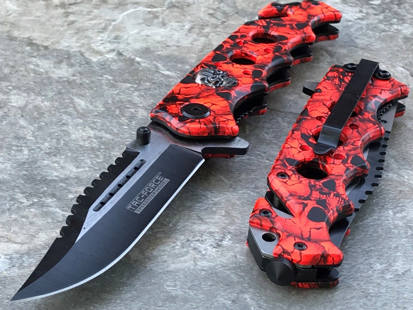 Tac Force Red Skulls Fantasy Assisted Open Pocket Knife (TF-809RD)