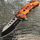 7.75" Tac Force Orange Camo Assisted Rescue Pocket Knife - Frontier Blades