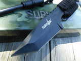 7" Survival Combat Fixed Tactical Black Tanto Blade Hunting Knife - Frontier Blades