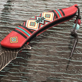 8.5" NATIVE AMERICAN WHITE RED SPRING ASSISTED FOLDING KNIFE Indian Assist Open - Frontier Blades