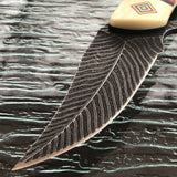 8.5" NATIVE AMERICAN DAMASCUS STYLE BROWN SPRING ASSISTED KNIFE - Frontier Blades