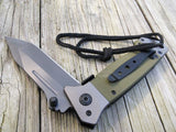 8.5" Military Combat Green Tanto Tactical Folding Rescue Pocket Knife - Frontier Blades