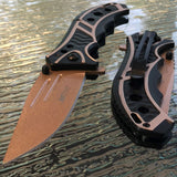8.25" MTech USA Tan & Black Spring Assisted Folding Pocket Knife - Frontier Blades