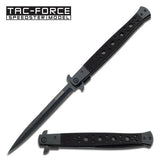 12.5" Tac Force Speedster Model Stiletto Assisted Black Pocket Knife - Frontier Blades