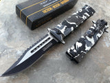 7.5" Tac Force White Snow Camo Rescue Assisted Pocket Knife - Frontier Blades