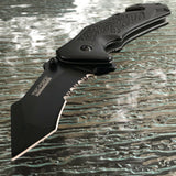 8.25" Tac Force Tactical Black Curved Blade Assisted Pocket Knife - Frontier Blades